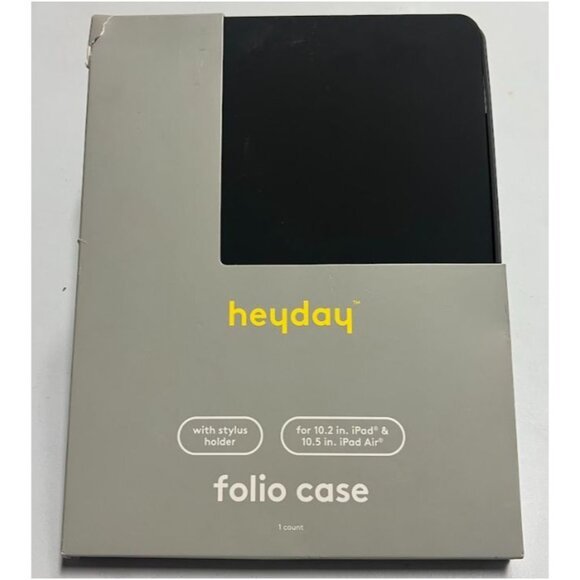 heyday Flat‑Black Folio Case for iPad Air 10.5″ Slim PU/TPU Cover w/ Pencil - Picture 1 of 5